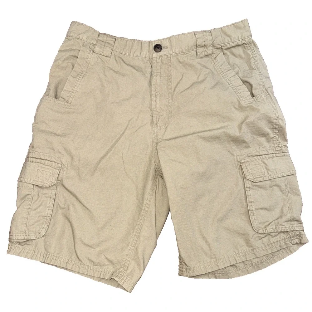 Schmidt Men's 38 Work Wear‎ Shorts Cargo Tan Khaki Rip Stop Grunge Gorpcore Y2K